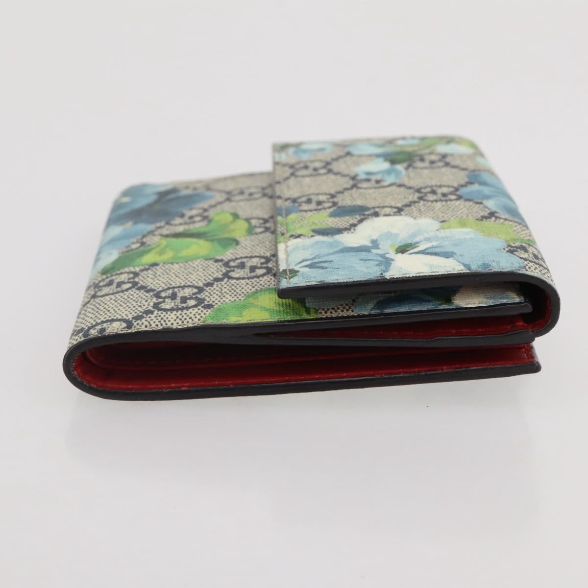 GUCCI GG Blooms Bifold Wallet PVC Blue Gold Tone 410071 Auth 205087V