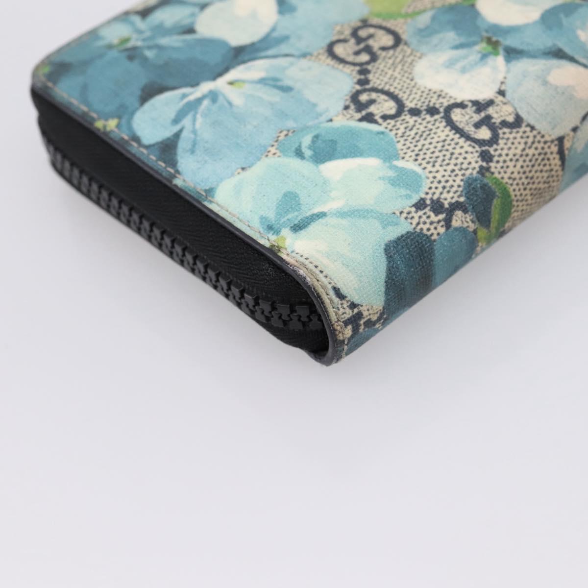 GUCCI GG Blooms Long Wallet PVC Blue Silver 408665 Auth 205088V