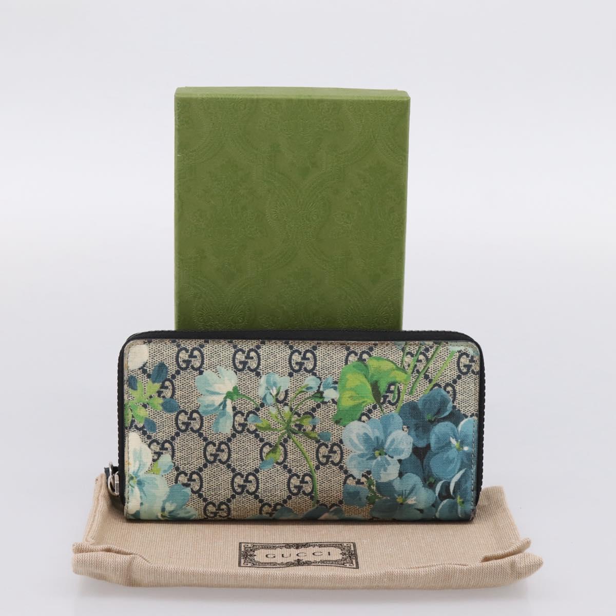 GUCCI GG Blooms Long Wallet PVC Blue Silver 408665 Auth 205088V