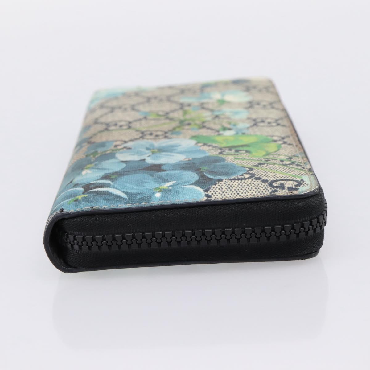 GUCCI GG Blooms Long Wallet PVC Blue Silver 408665 Auth 205088V