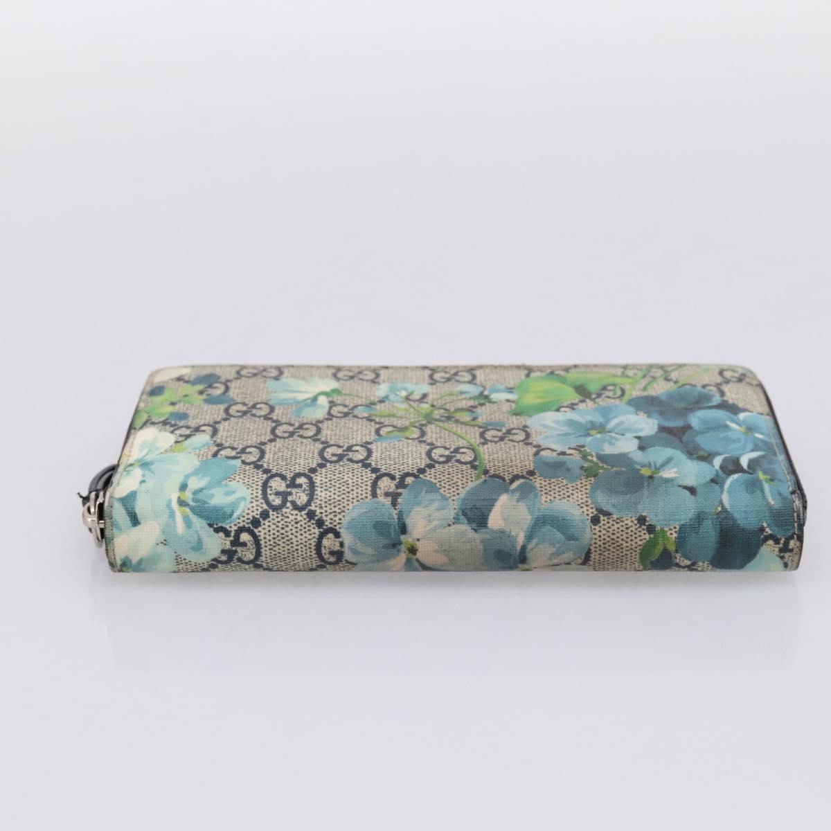 GUCCI GG Blooms Long Wallet PVC Blue Silver 408665 Auth 205088V
