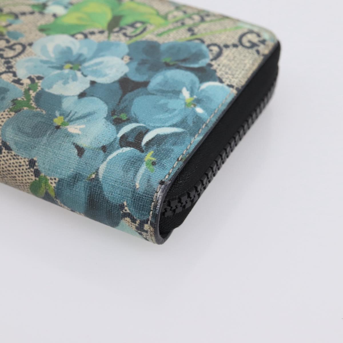 GUCCI GG Blooms Long Wallet PVC Blue Silver 408665 Auth 205088V