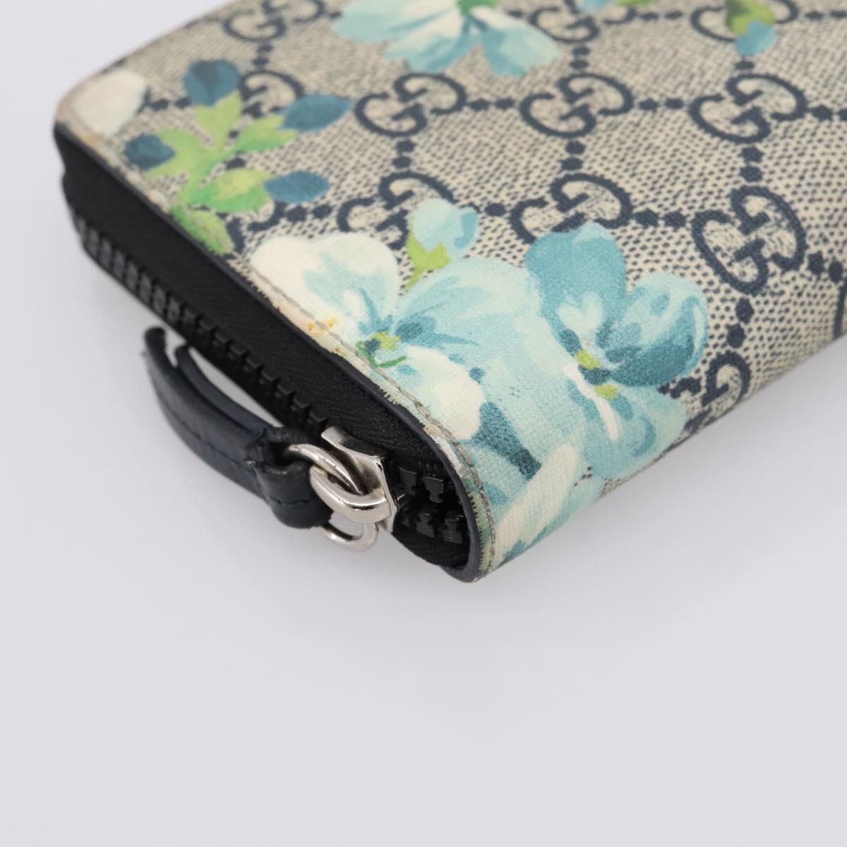 GUCCI GG Blooms Long Wallet PVC Blue Silver 408665 Auth 205088V