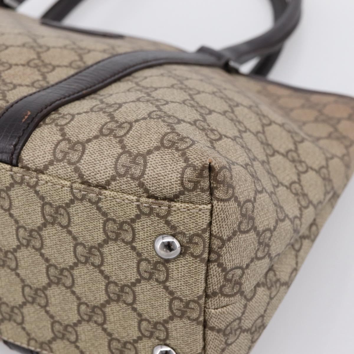 GUCCI GG Supreme Tote Bag PVC Beige Silver 114595 Auth 205096