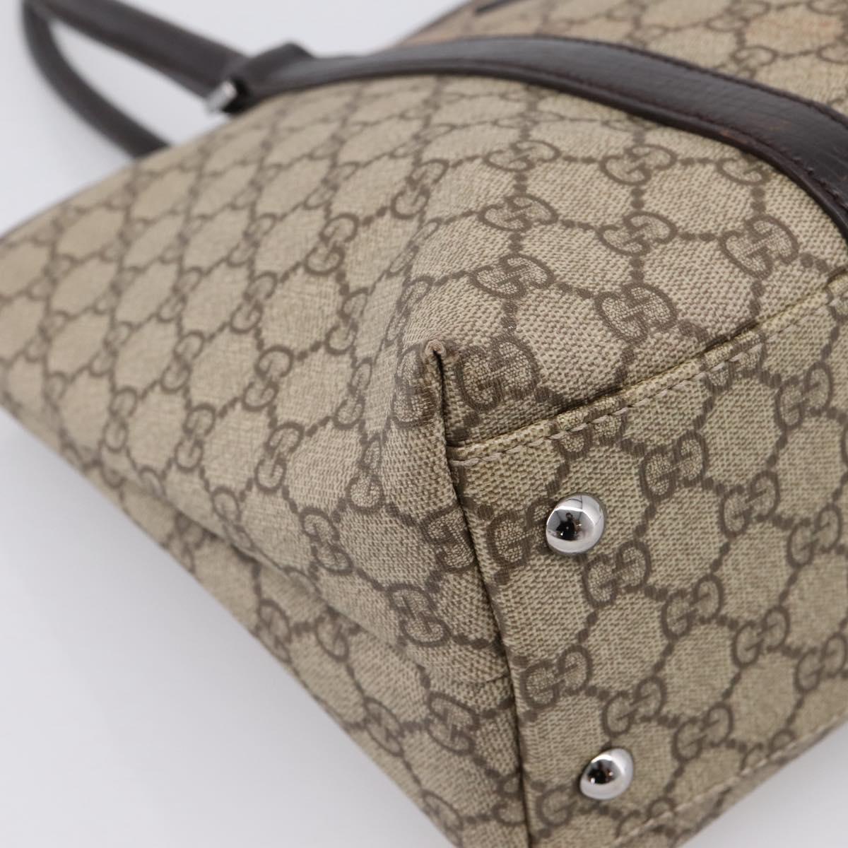 GUCCI GG Supreme Tote Bag PVC Beige Silver 114595 Auth 205096