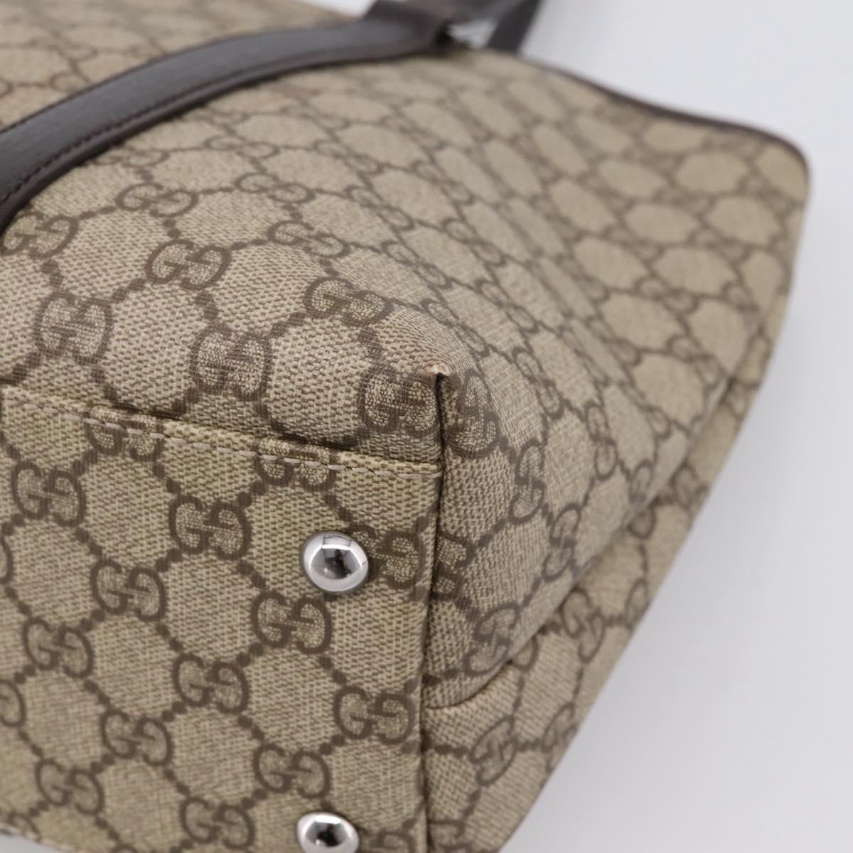 GUCCI GG Supreme Tote Bag PVC Beige Silver 114595 Auth 205096