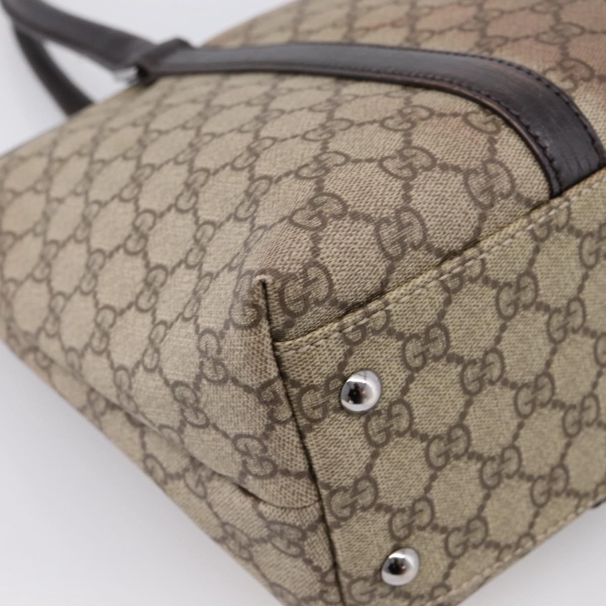 GUCCI GG Supreme Tote Bag PVC Beige Silver 114595 Auth 205096