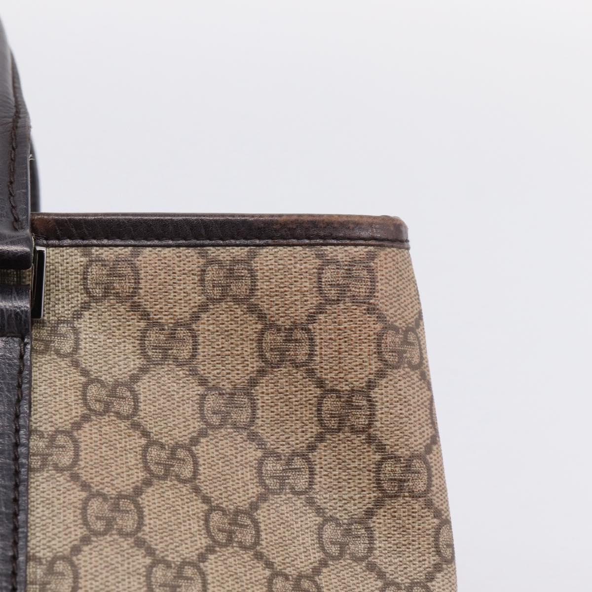 GUCCI GG Supreme Tote Bag PVC Beige Silver 114595 Auth 205096