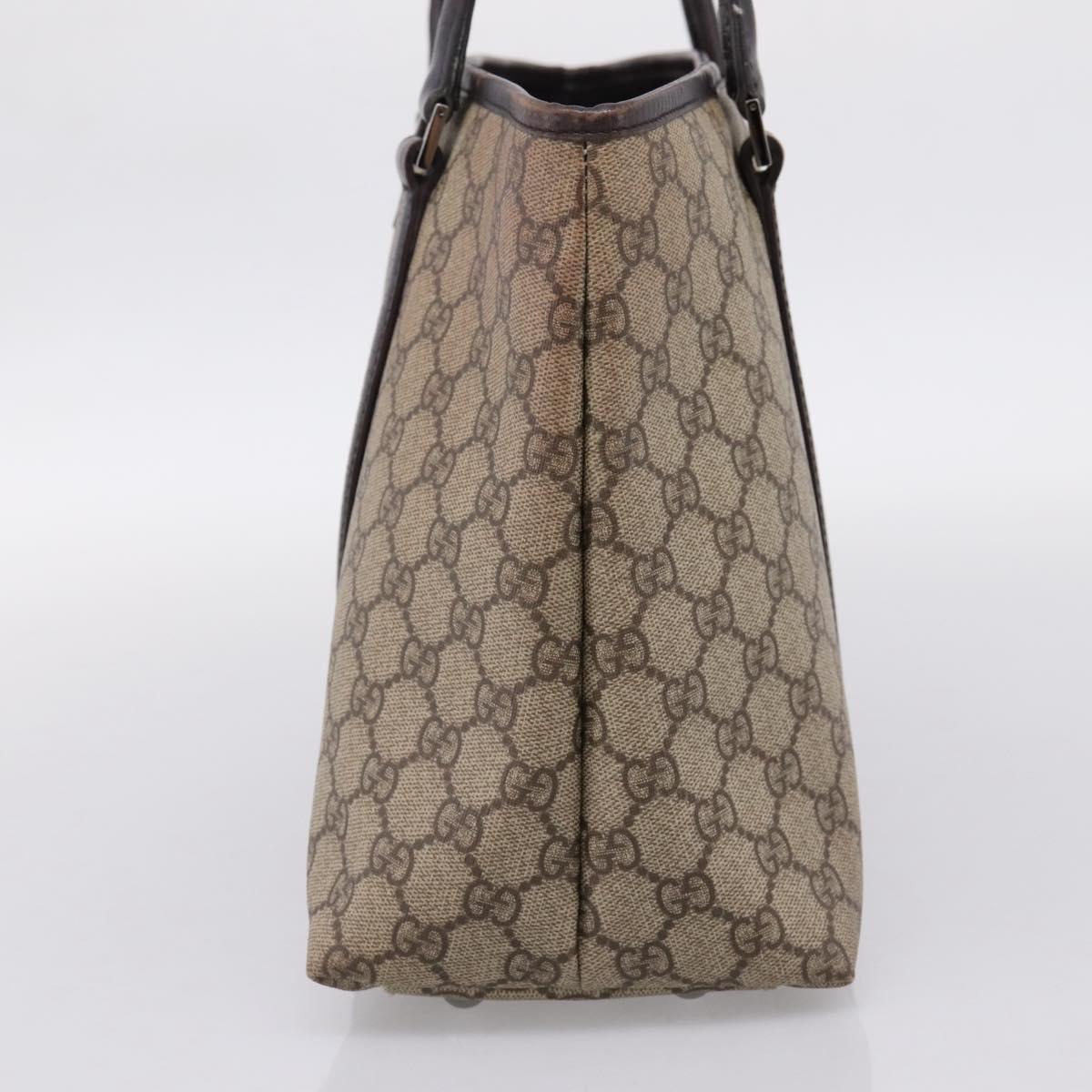 GUCCI GG Supreme Tote Bag PVC Beige Silver 114595 Auth 205096