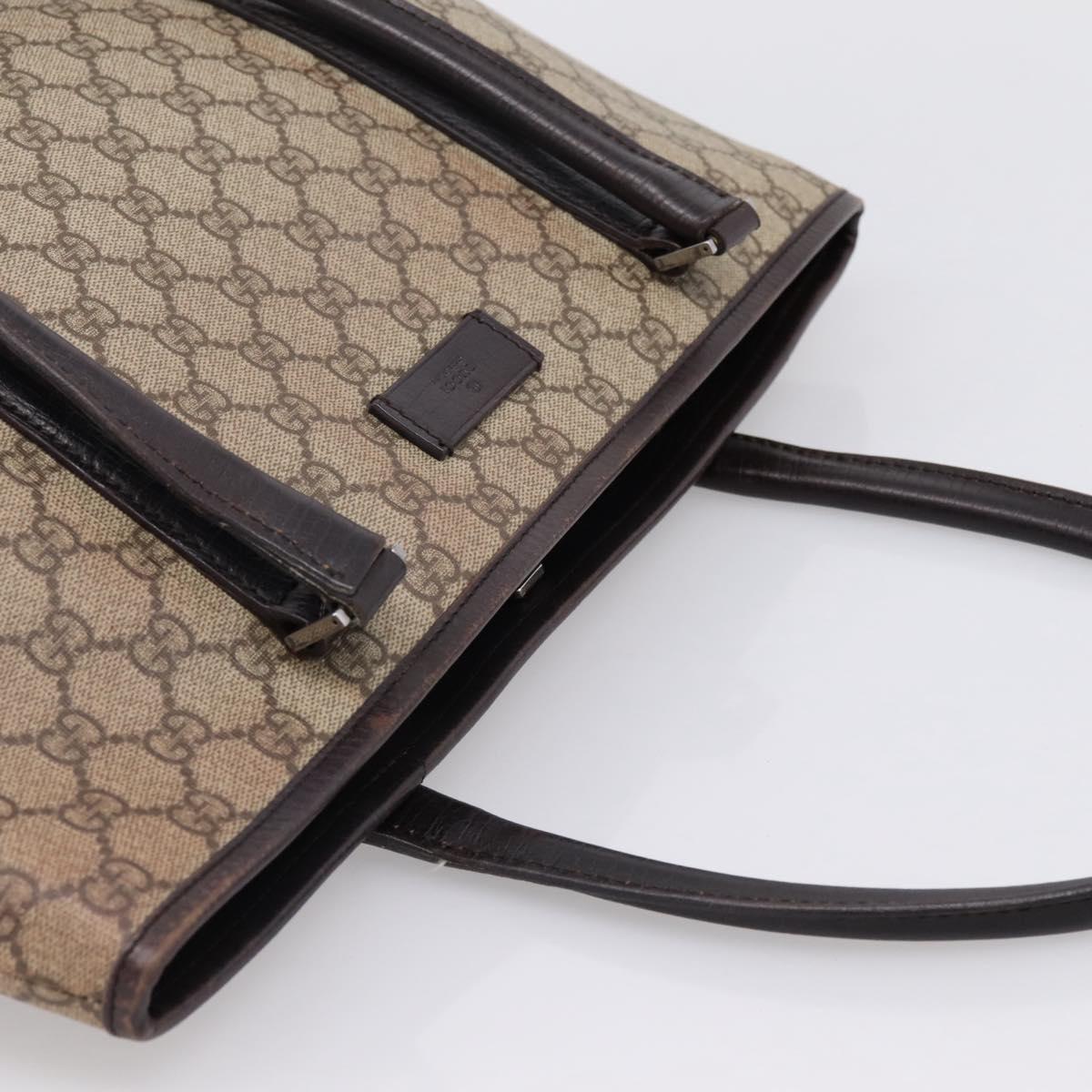 GUCCI GG Supreme Tote Bag PVC Beige Silver 114595 Auth 205096
