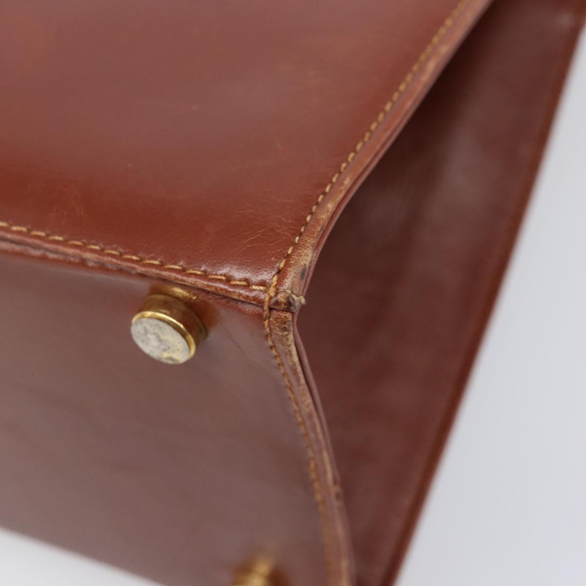 Salvatore Ferragamo Vala Hand Bag Leather Brown Gold Auth 205097