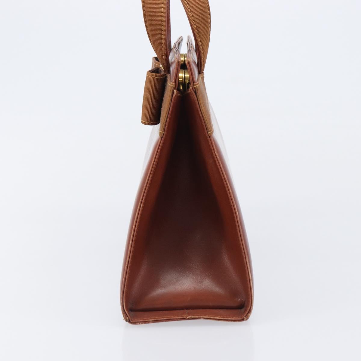Salvatore Ferragamo Vala Hand Bag Leather Brown Gold Auth 205097