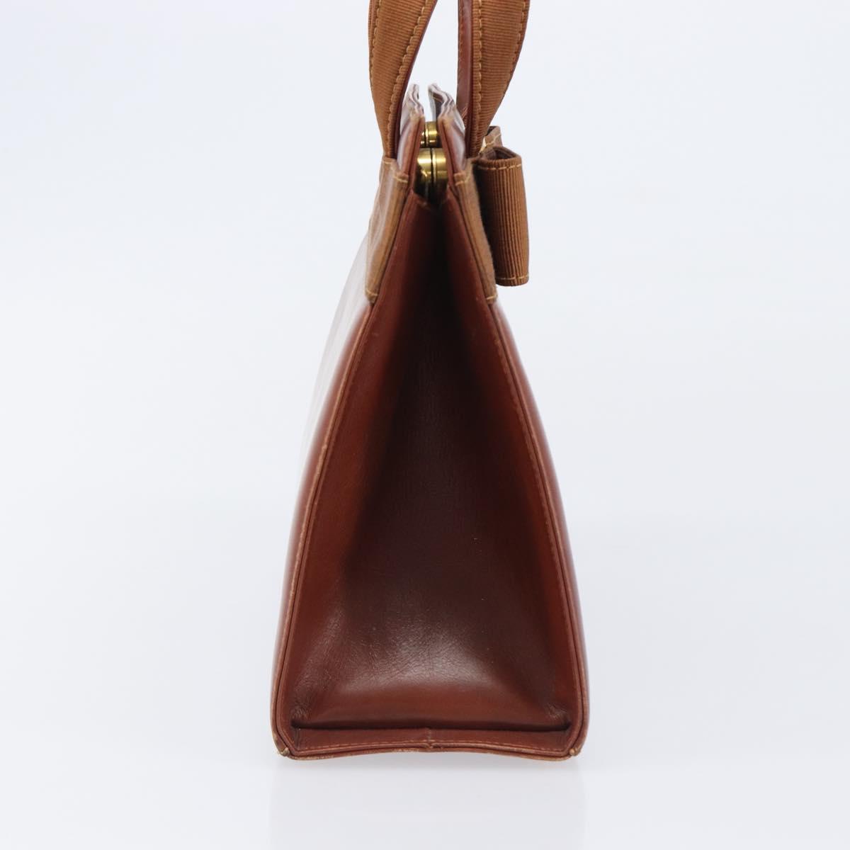 Salvatore Ferragamo Vala Hand Bag Leather Brown Gold Auth 205097