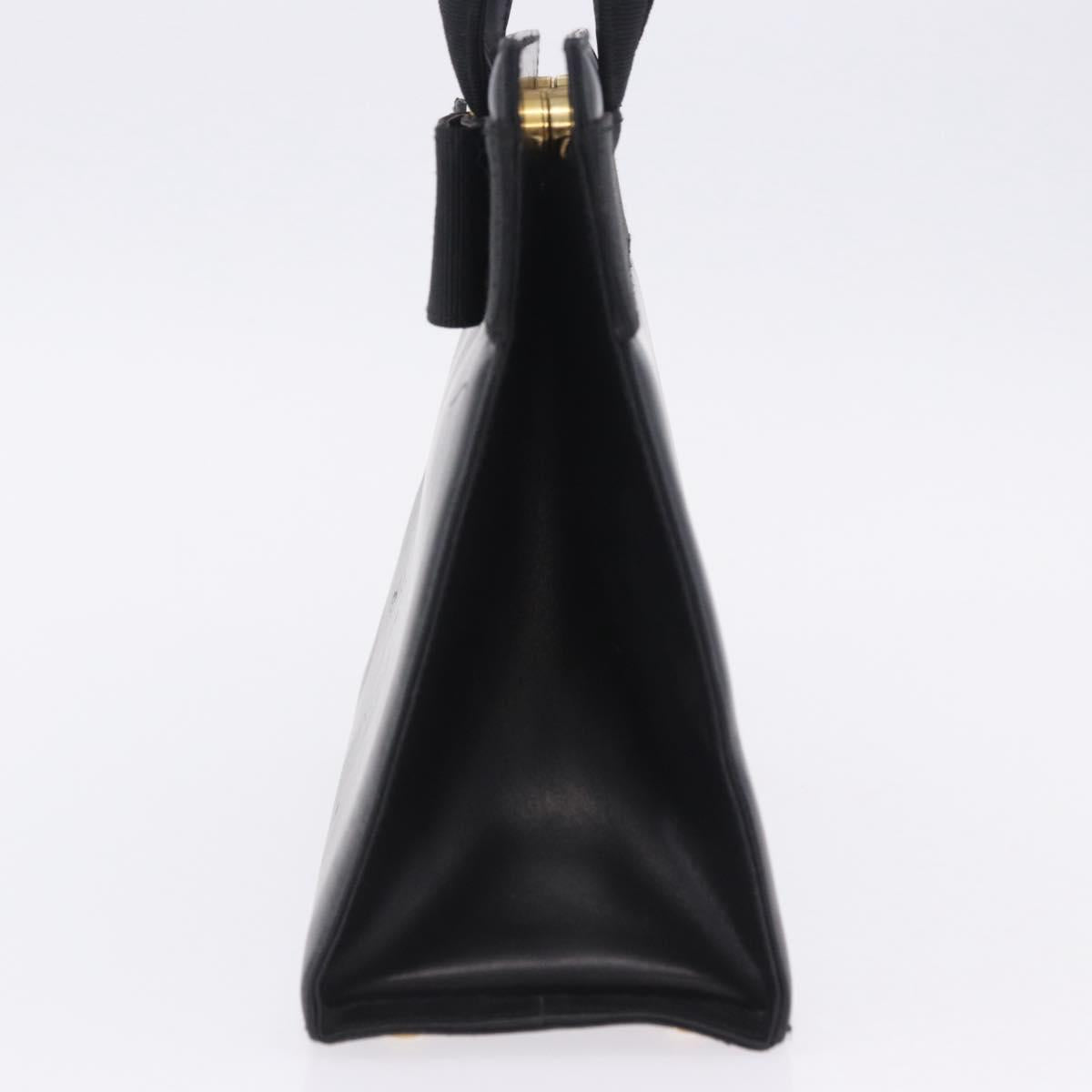 Salvatore Ferragamo Vala Hand Bag Leather Black Gold Auth 205098