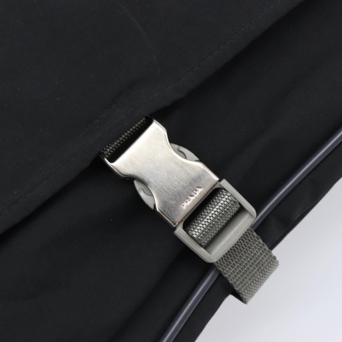 PRADA PRADA Sports Shoulder Bag Nylon Black Silver Auth 205102A