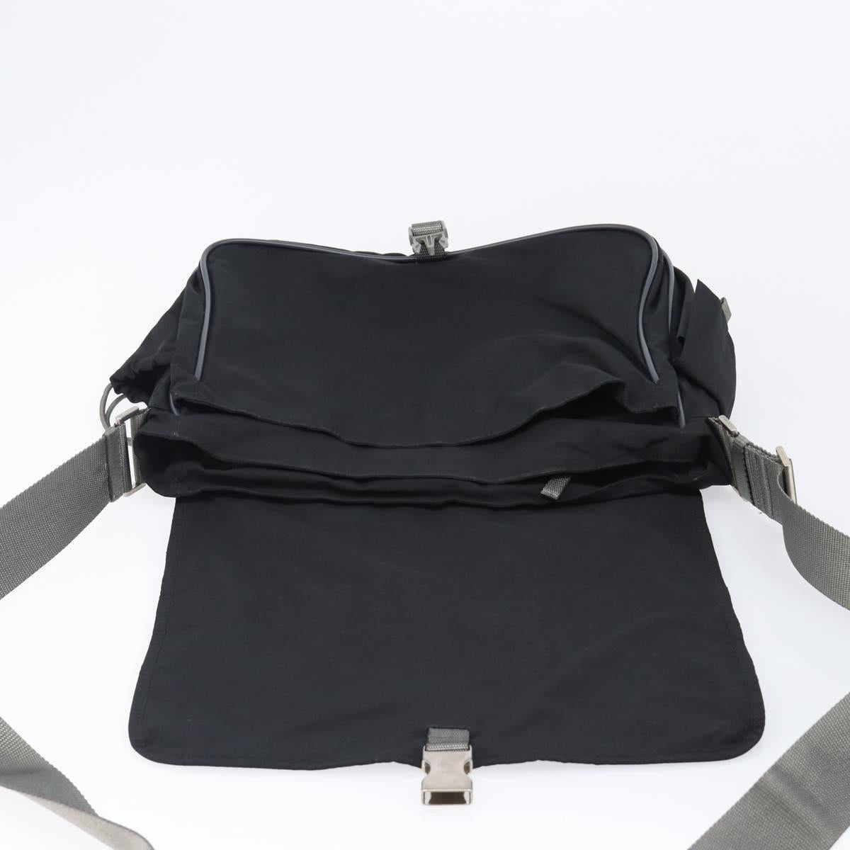 PRADA PRADA Sports Shoulder Bag Nylon Black Silver Auth 205102A