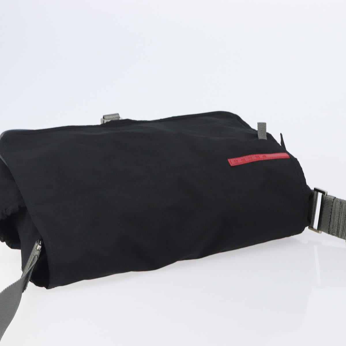 PRADA PRADA Sports Shoulder Bag Nylon Black Silver Auth 205102A
