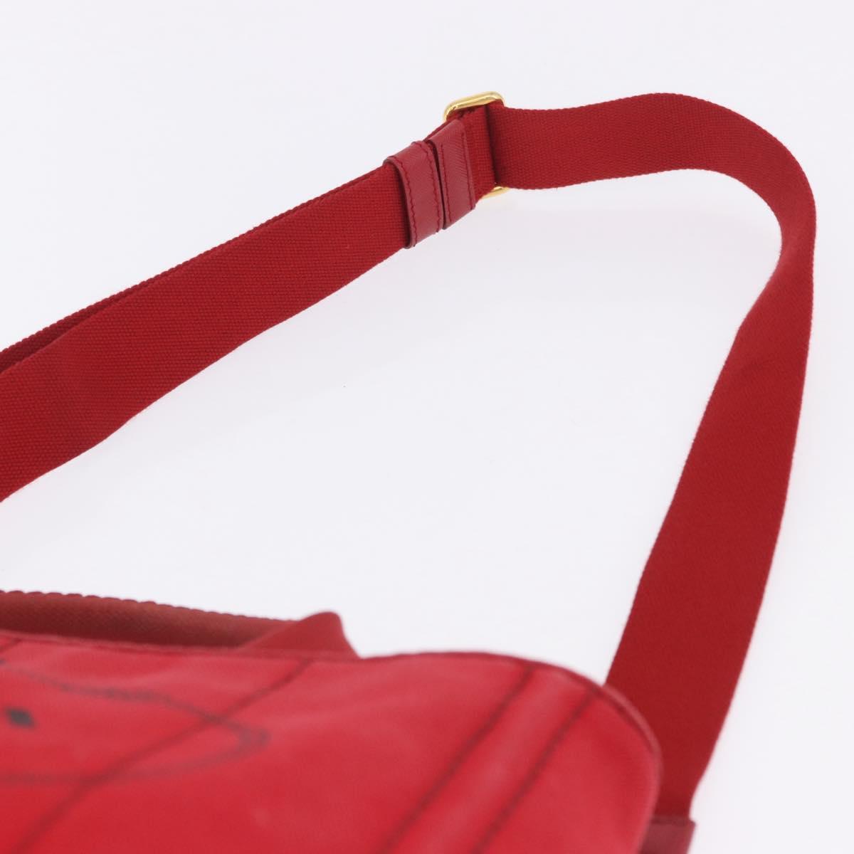 PRADA Canapa PM Hand Bag Canvas 2way Orange Gold Auth 205107