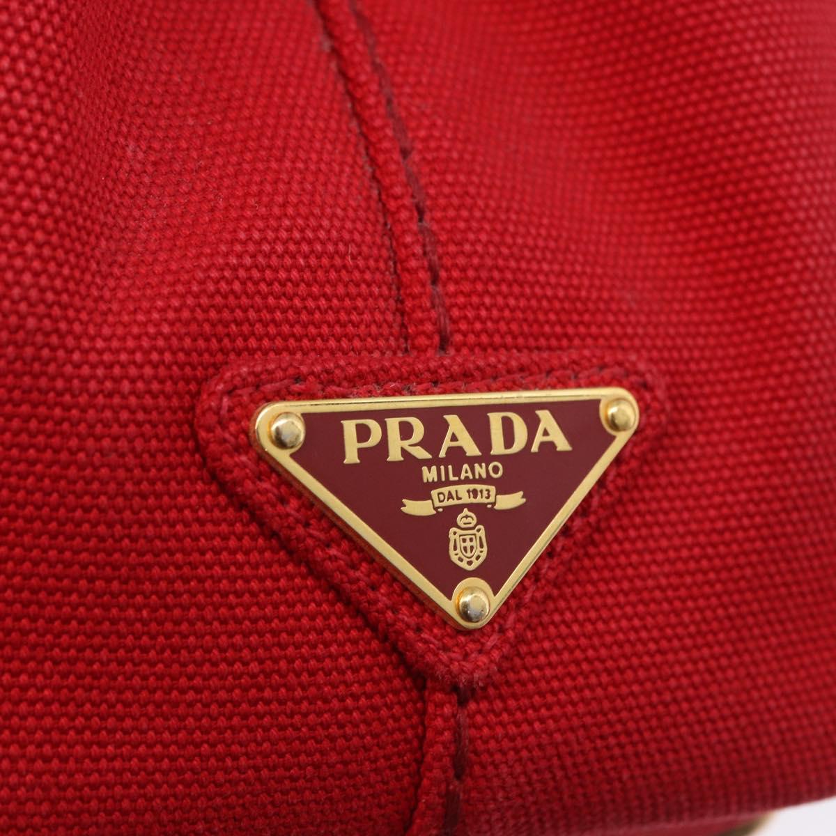 PRADA Canapa PM Hand Bag Canvas 2way Orange Gold Auth 205107