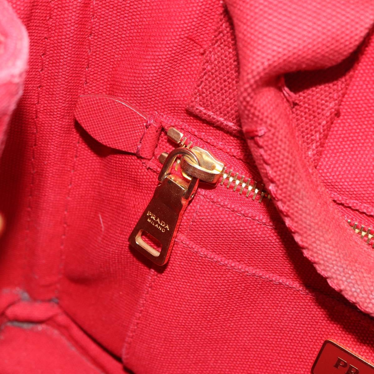 PRADA Canapa PM Hand Bag Canvas 2way Orange Gold Auth 205107