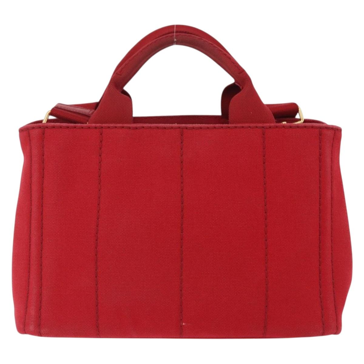 PRADA Canapa PM Hand Bag Canvas 2way Orange Gold Auth 205107