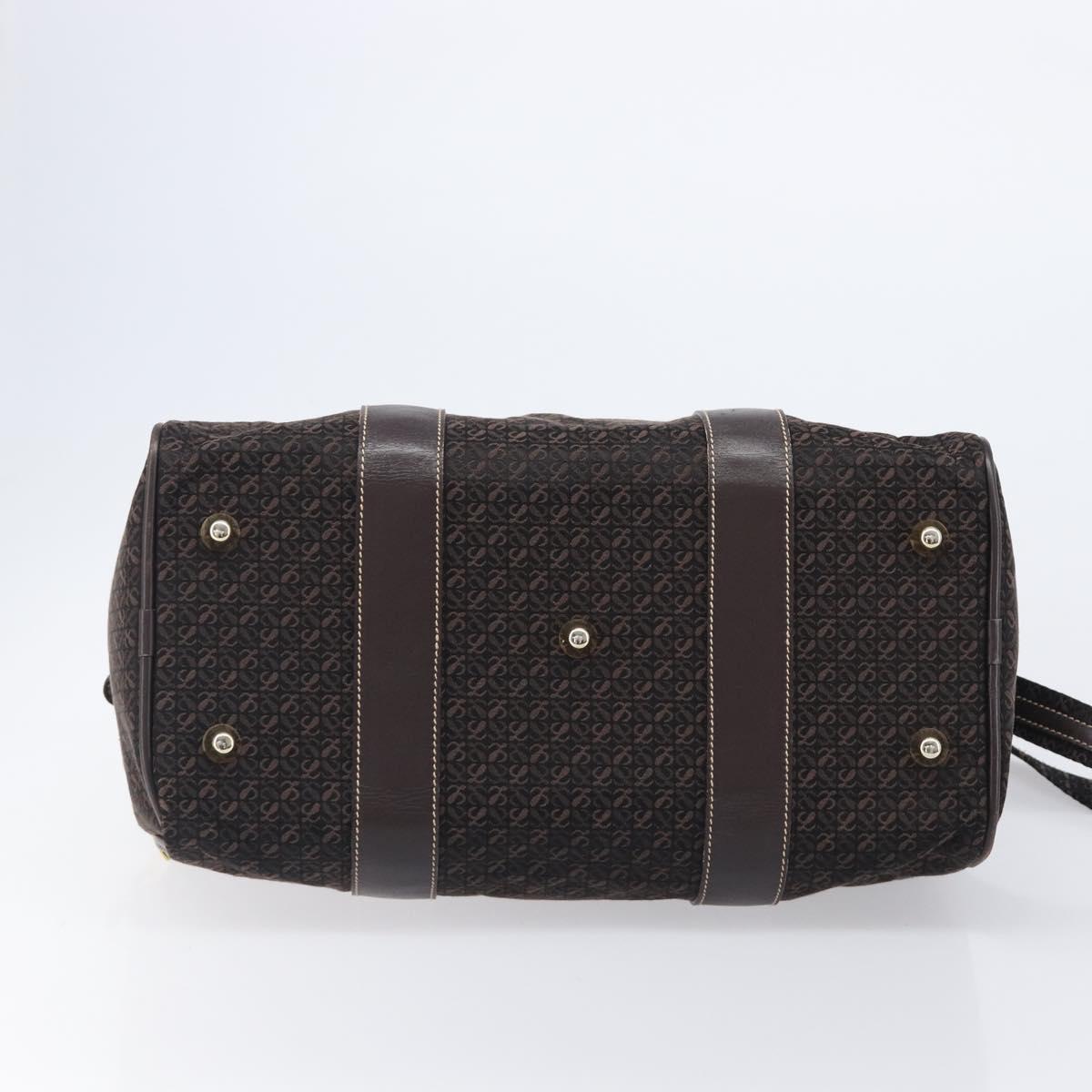LOEWE Anagram Boston Bag Canvas 2way Black Gold Auth 205111