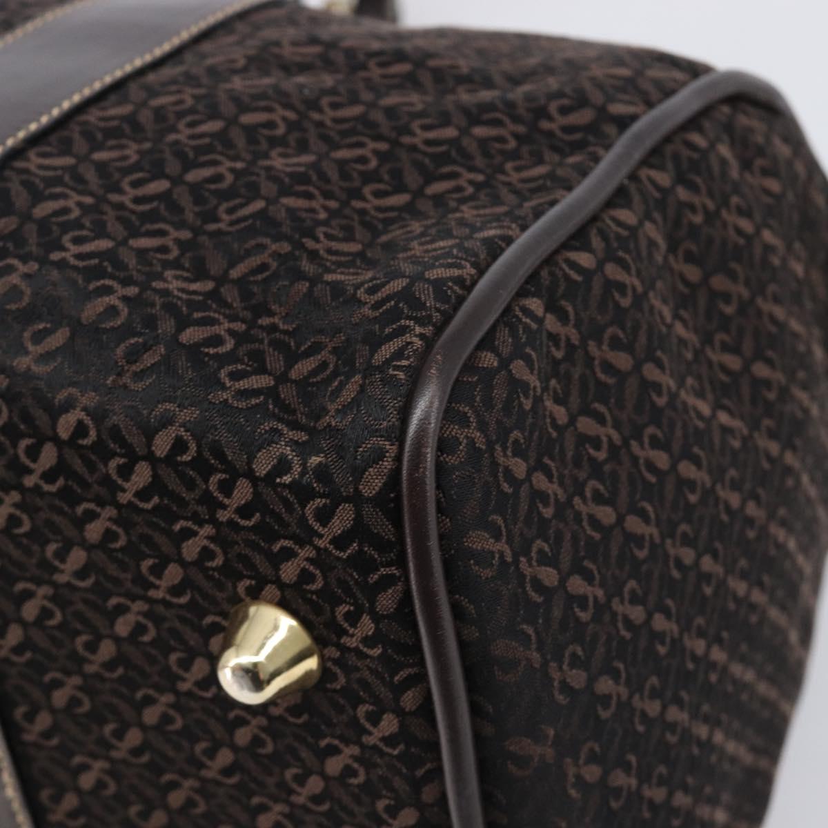 LOEWE Anagram Boston Bag Canvas 2way Black Gold Auth 205111