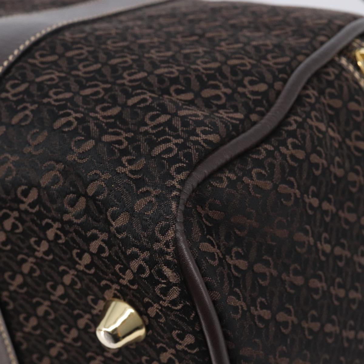 LOEWE Anagram Boston Bag Canvas 2way Black Gold Auth 205111
