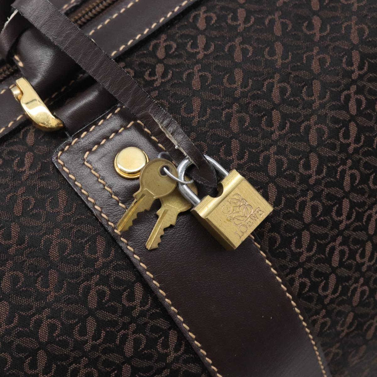 LOEWE Anagram Boston Bag Canvas 2way Black Gold Auth 205111