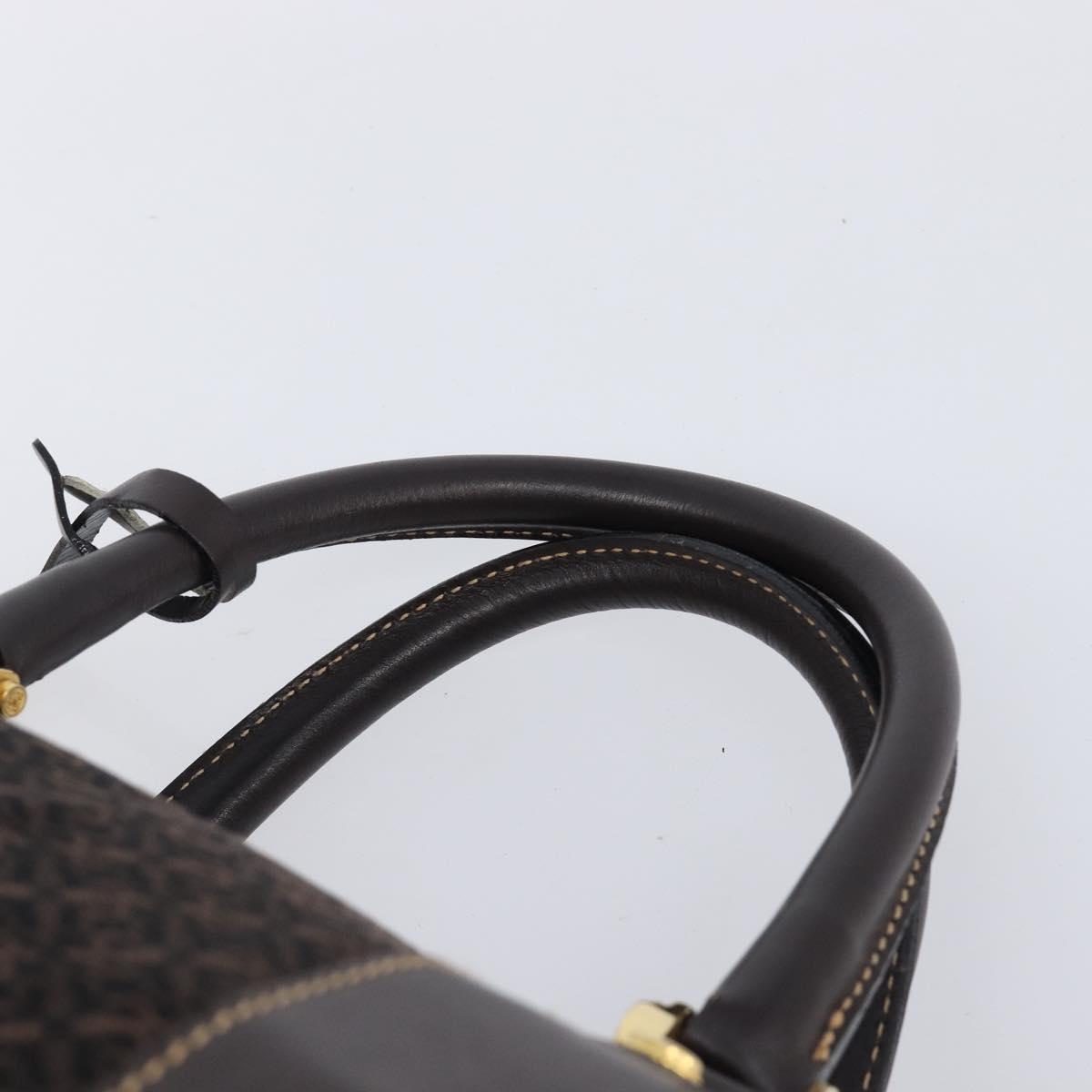 LOEWE Anagram Boston Bag Canvas 2way Black Gold Auth 205111