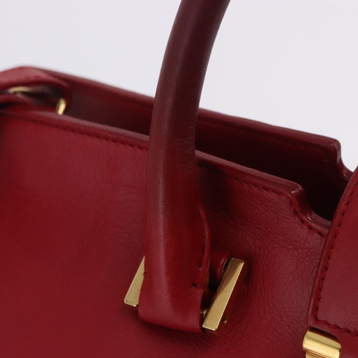 SAINT LAURENT Petit Cabas Hand Bag Leather 2way Red Gold Auth 205115A