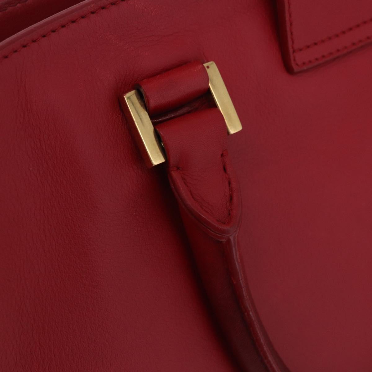 SAINT LAURENT Petit Cabas Hand Bag Leather 2way Red Gold Auth 205115A