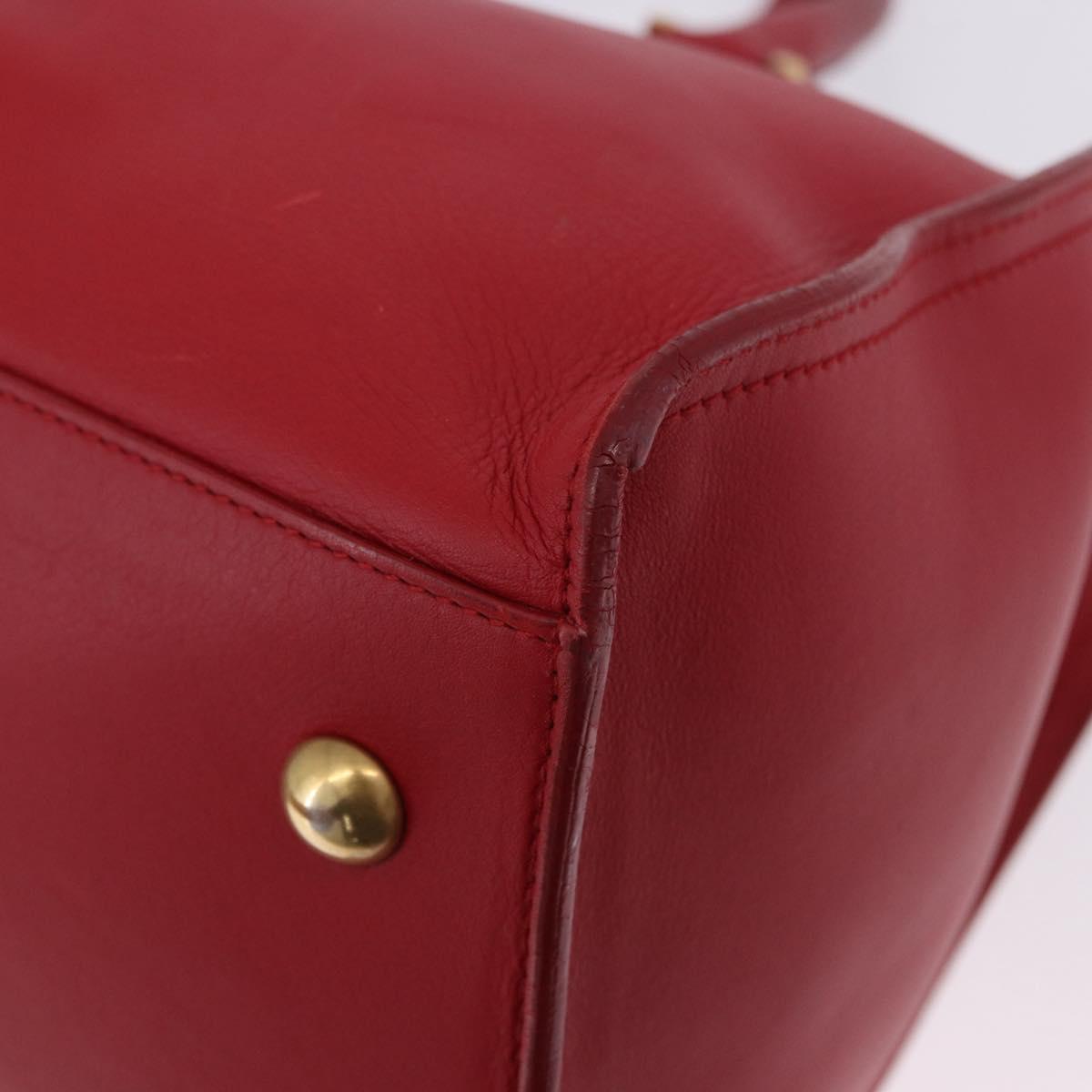 SAINT LAURENT Petit Cabas Hand Bag Leather 2way Red Gold Auth 205115A