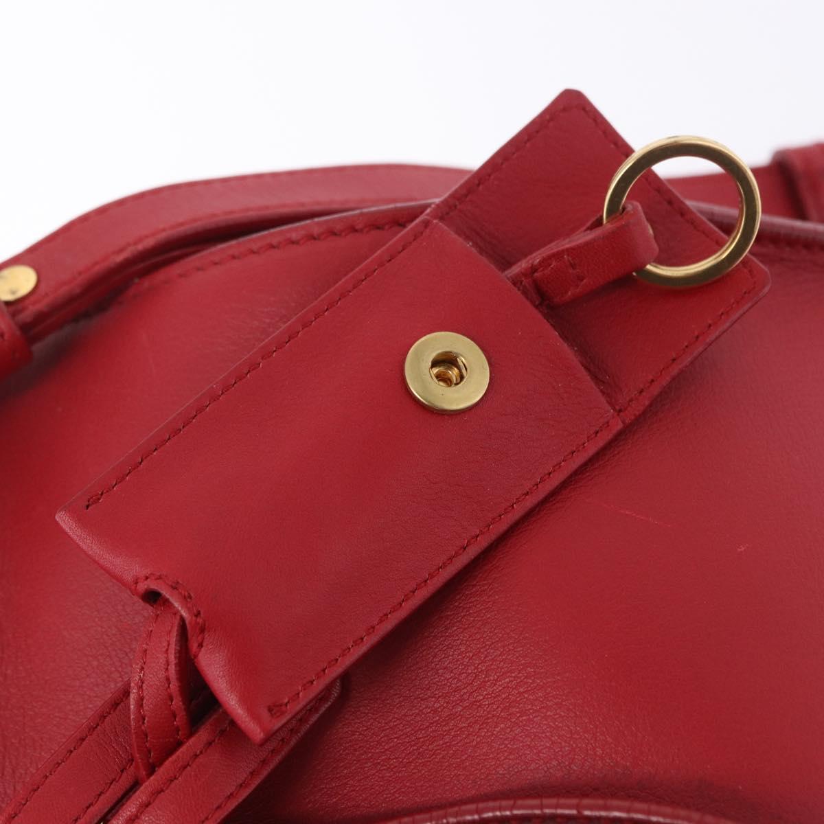 SAINT LAURENT Petit Cabas Hand Bag Leather 2way Red Gold Auth 205115A