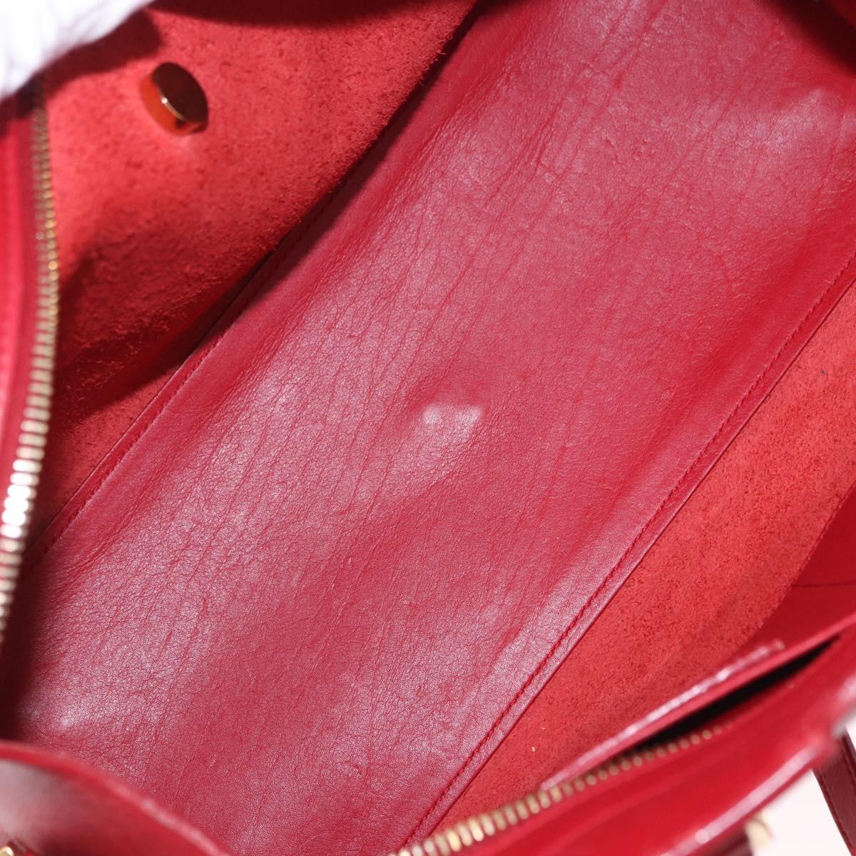 SAINT LAURENT Petit Cabas Hand Bag Leather 2way Red Gold Auth 205115A