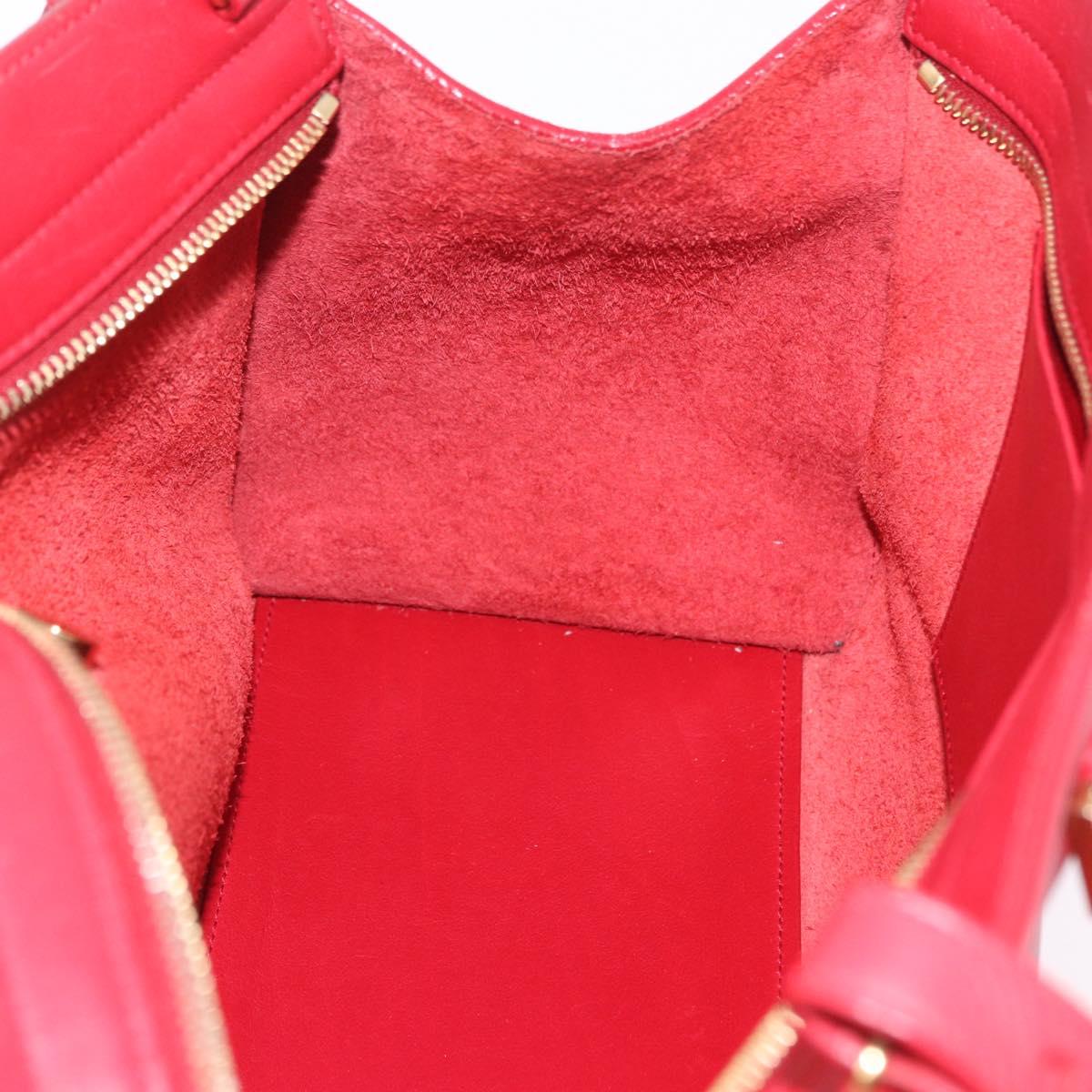 SAINT LAURENT Petit Cabas Hand Bag Leather 2way Red Gold Auth 205115A