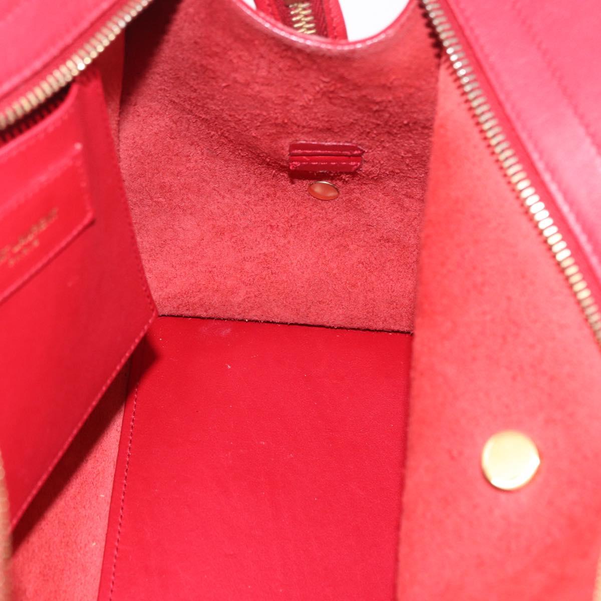 SAINT LAURENT Petit Cabas Hand Bag Leather 2way Red Gold Auth 205115A