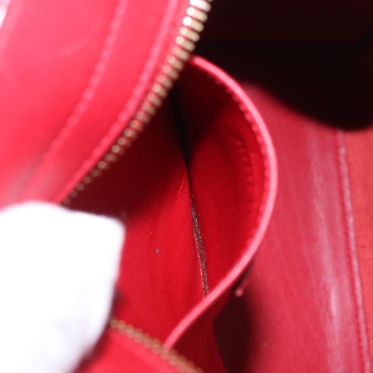 SAINT LAURENT Petit Cabas Hand Bag Leather 2way Red Gold Auth 205115A