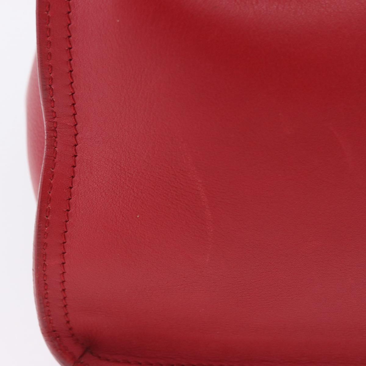 SAINT LAURENT Petit Cabas Hand Bag Leather 2way Red Gold Auth 205115A