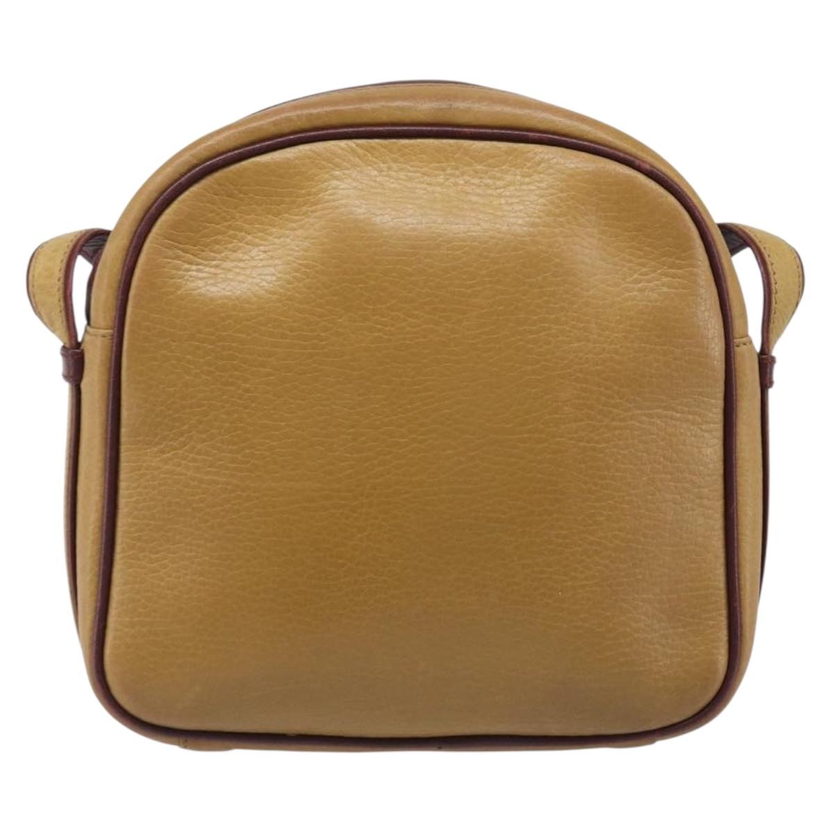 CARTIER Must Line Shoulder Bag Leather Beige Gold Auth 205118