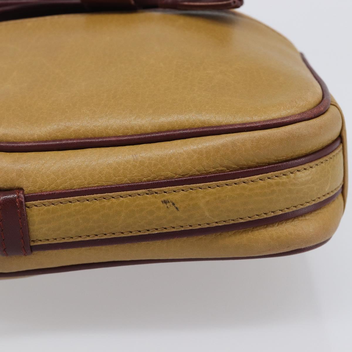 CARTIER Must Line Shoulder Bag Leather Beige Gold Auth 205118