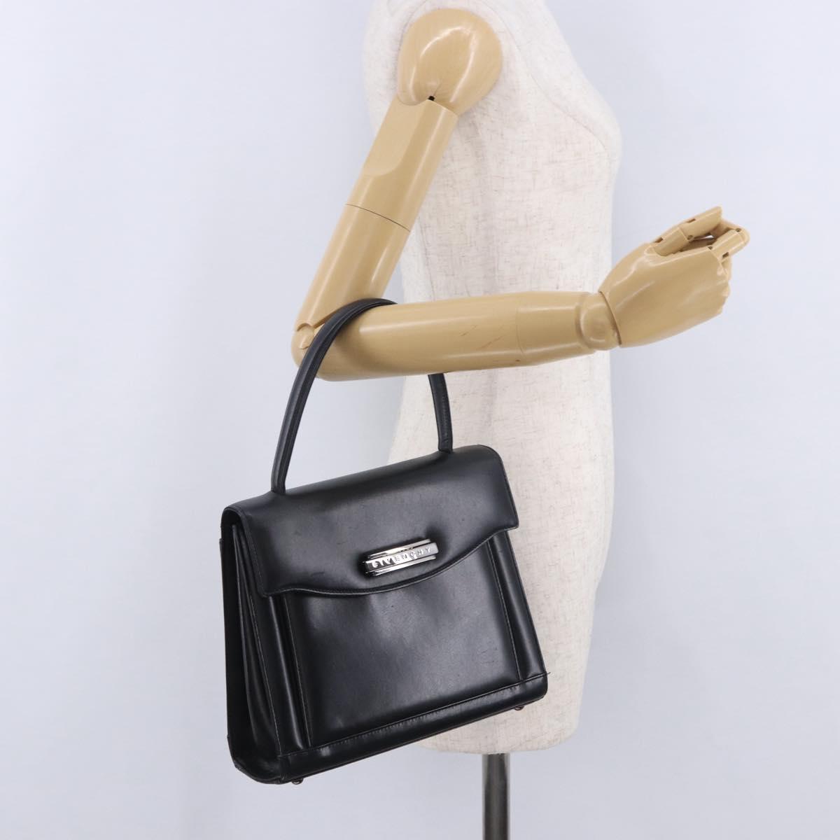 GIVENCHY Hand Bag Leather Black Auth 205120