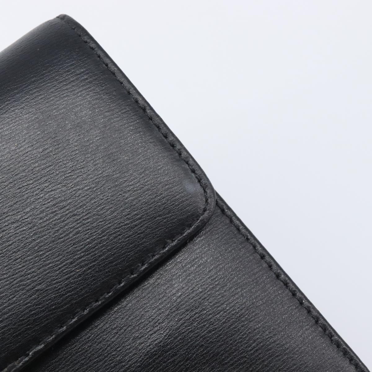 GIVENCHY Hand Bag Leather Black Gold Auth 205123