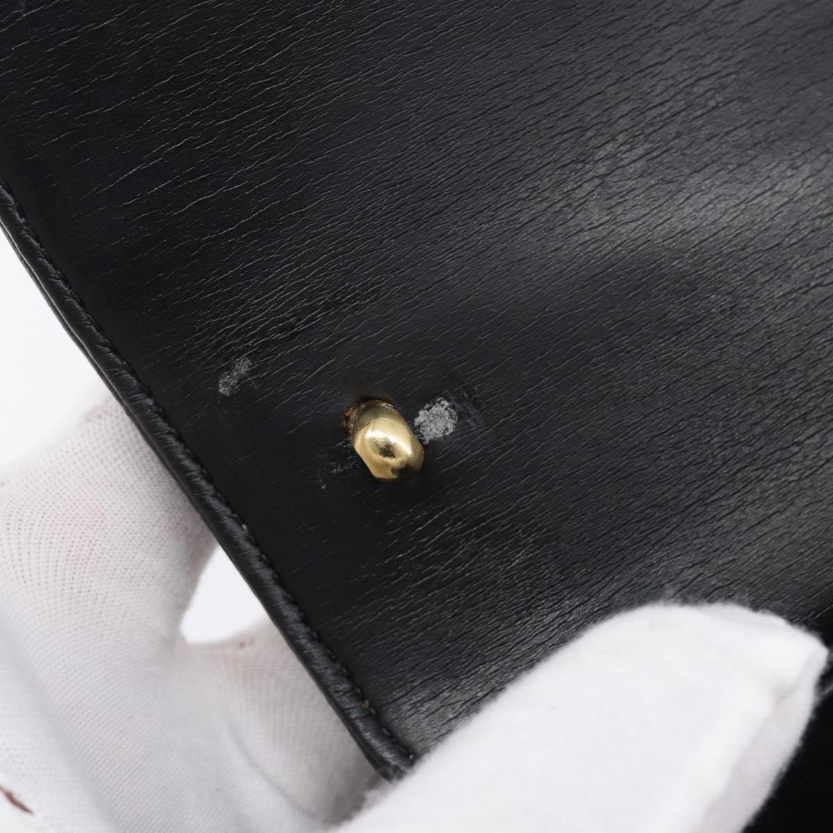 GIVENCHY Hand Bag Leather Black Gold Auth 205123
