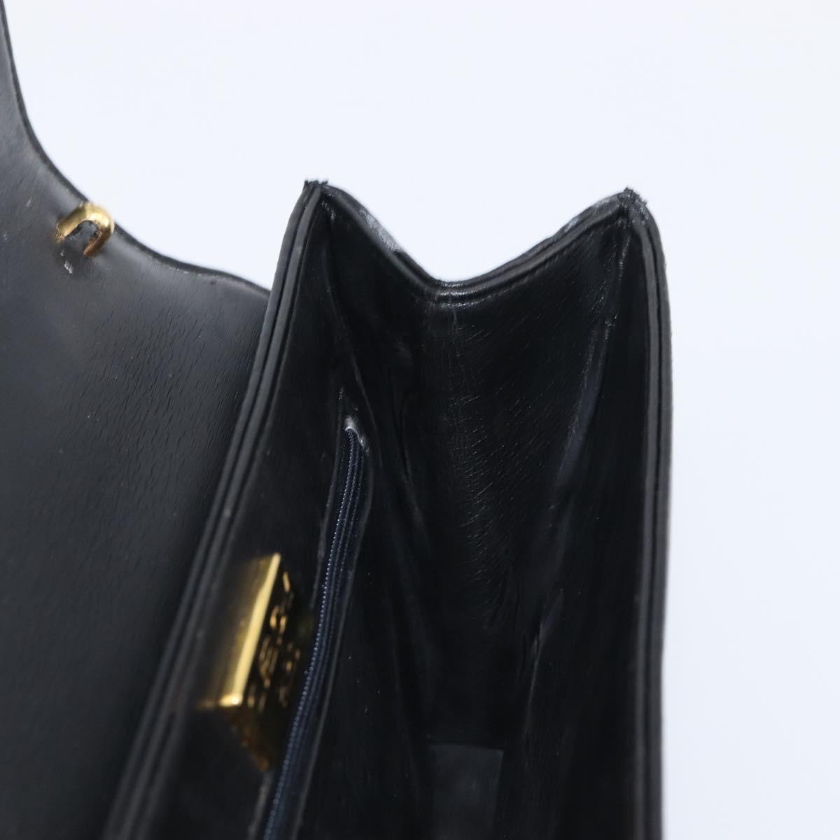 GIVENCHY Hand Bag Leather Black Gold Auth 205123