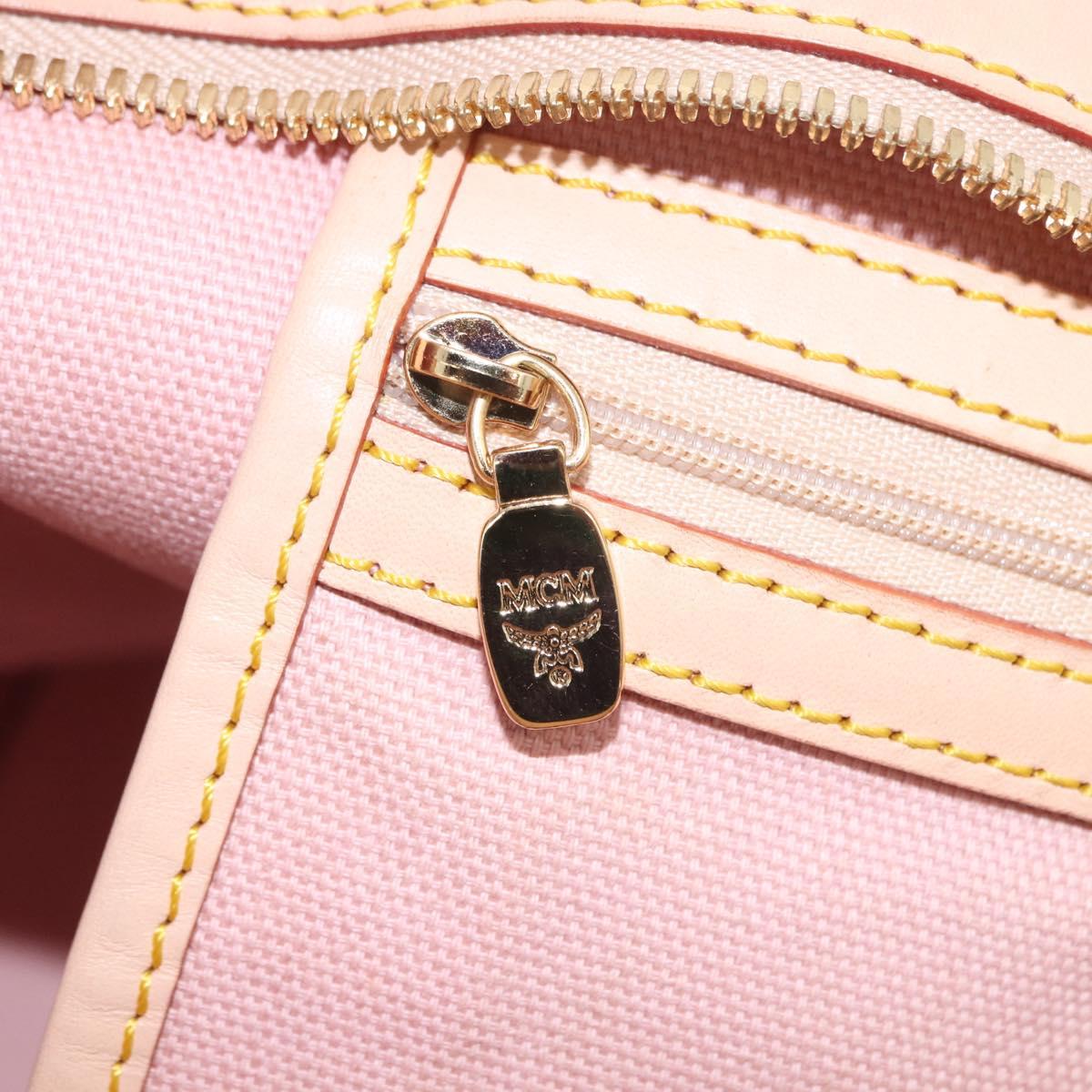 MCM Vicetos Logogram Tote Bag PVC Leather White Auth 205128