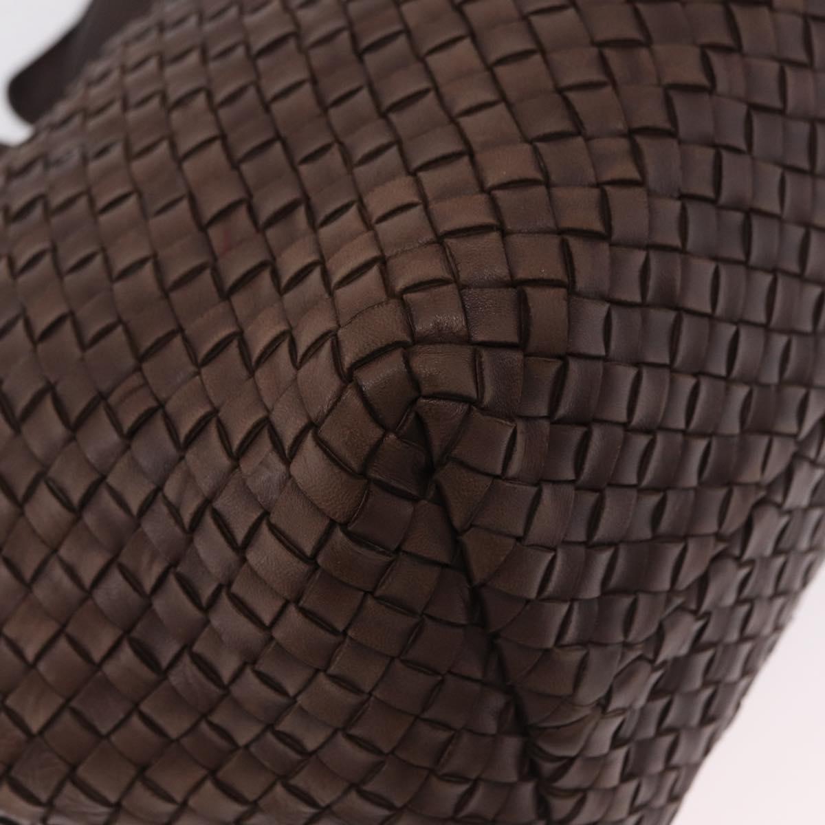 BOTTEGA VENETA INTRECCIATO Cabas MM Tote Bag Leather Brown Auth 205130V