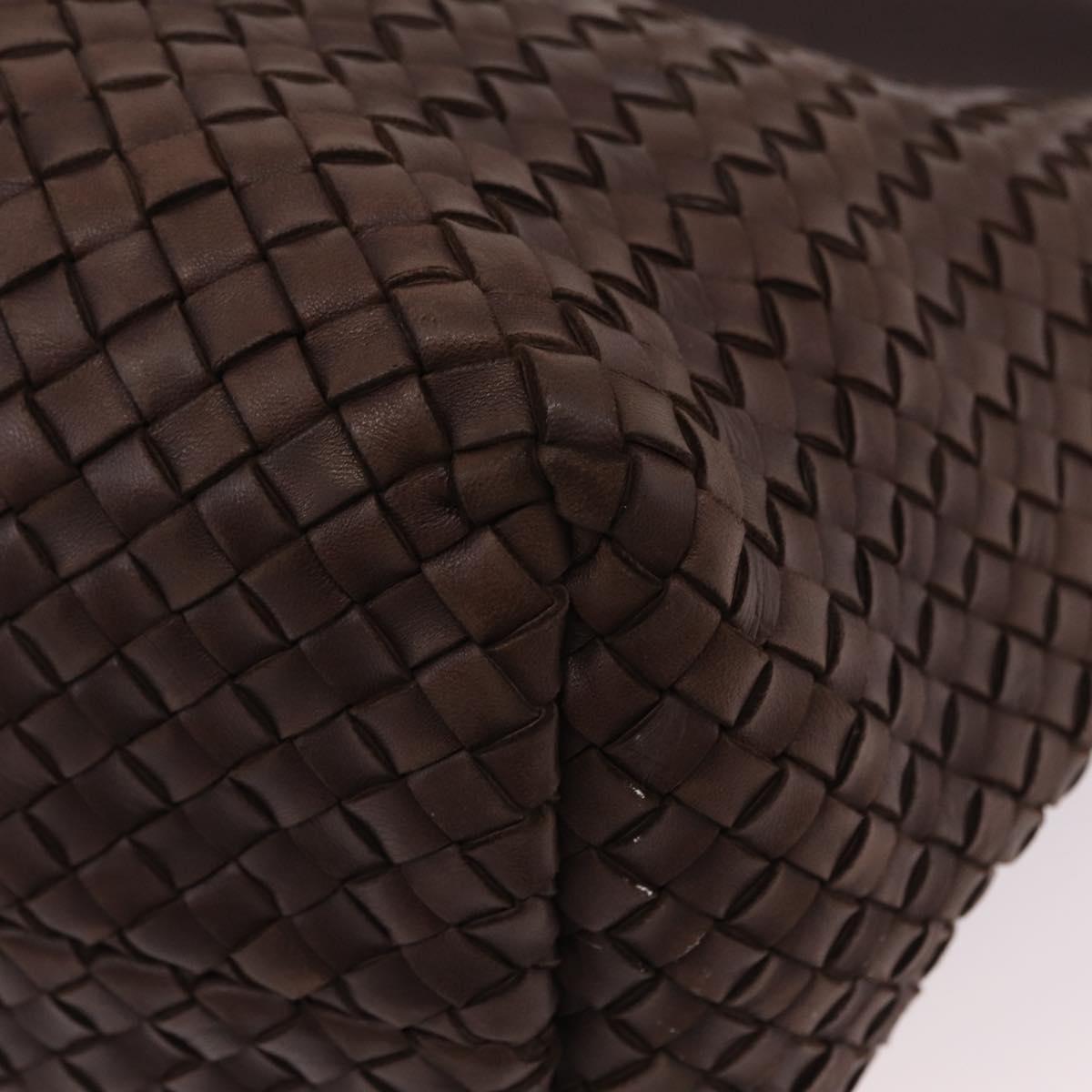 BOTTEGA VENETA INTRECCIATO Cabas MM Tote Bag Leather Brown Auth 205130V
