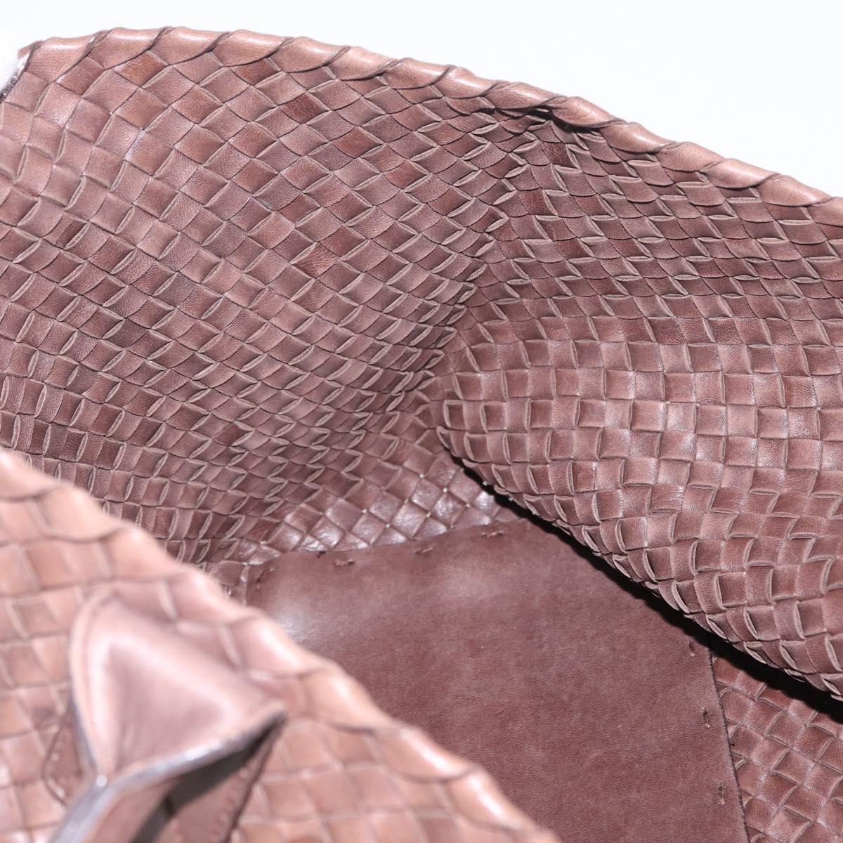 BOTTEGA VENETA INTRECCIATO Cabas MM Tote Bag Leather Brown Auth 205130V