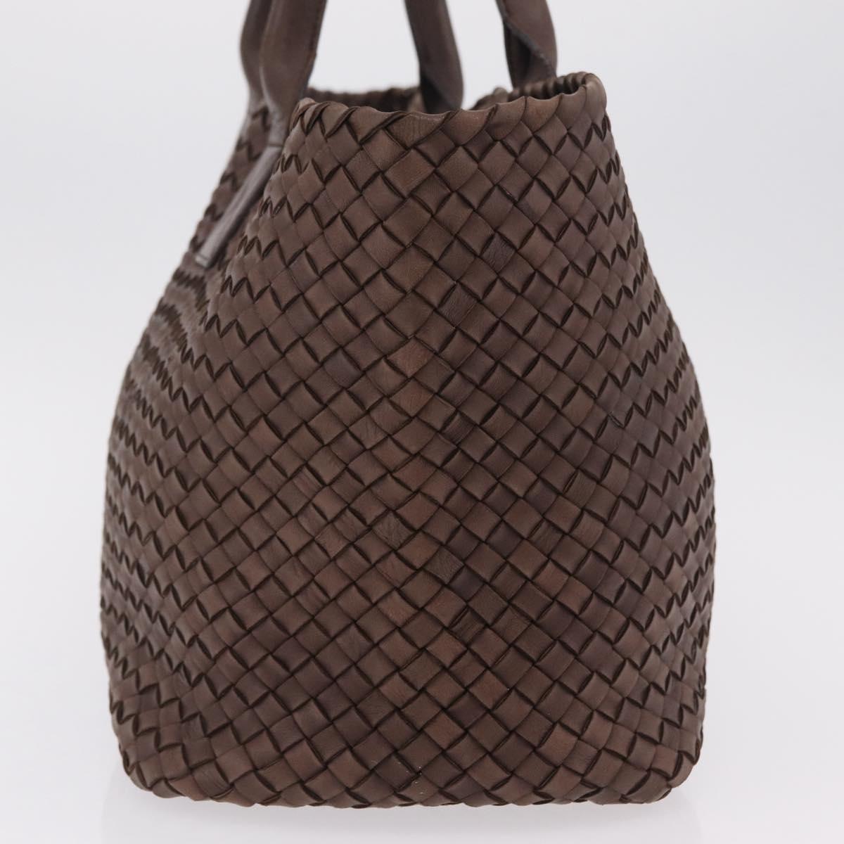 BOTTEGA VENETA INTRECCIATO Cabas MM Tote Bag Leather Brown Auth 205130V